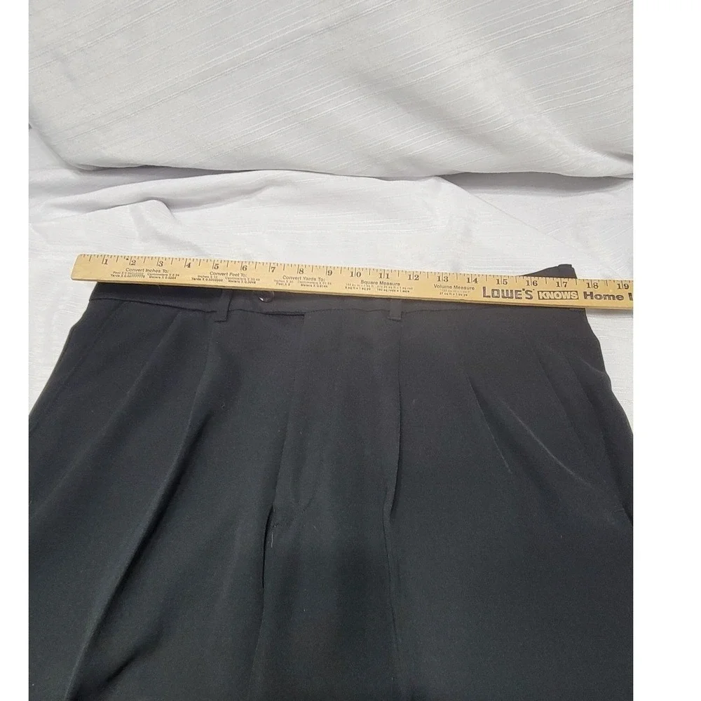 Haggars Q Mens Black Pleated Cuffed Dress Pants 36x29 Straight Leg Trouser